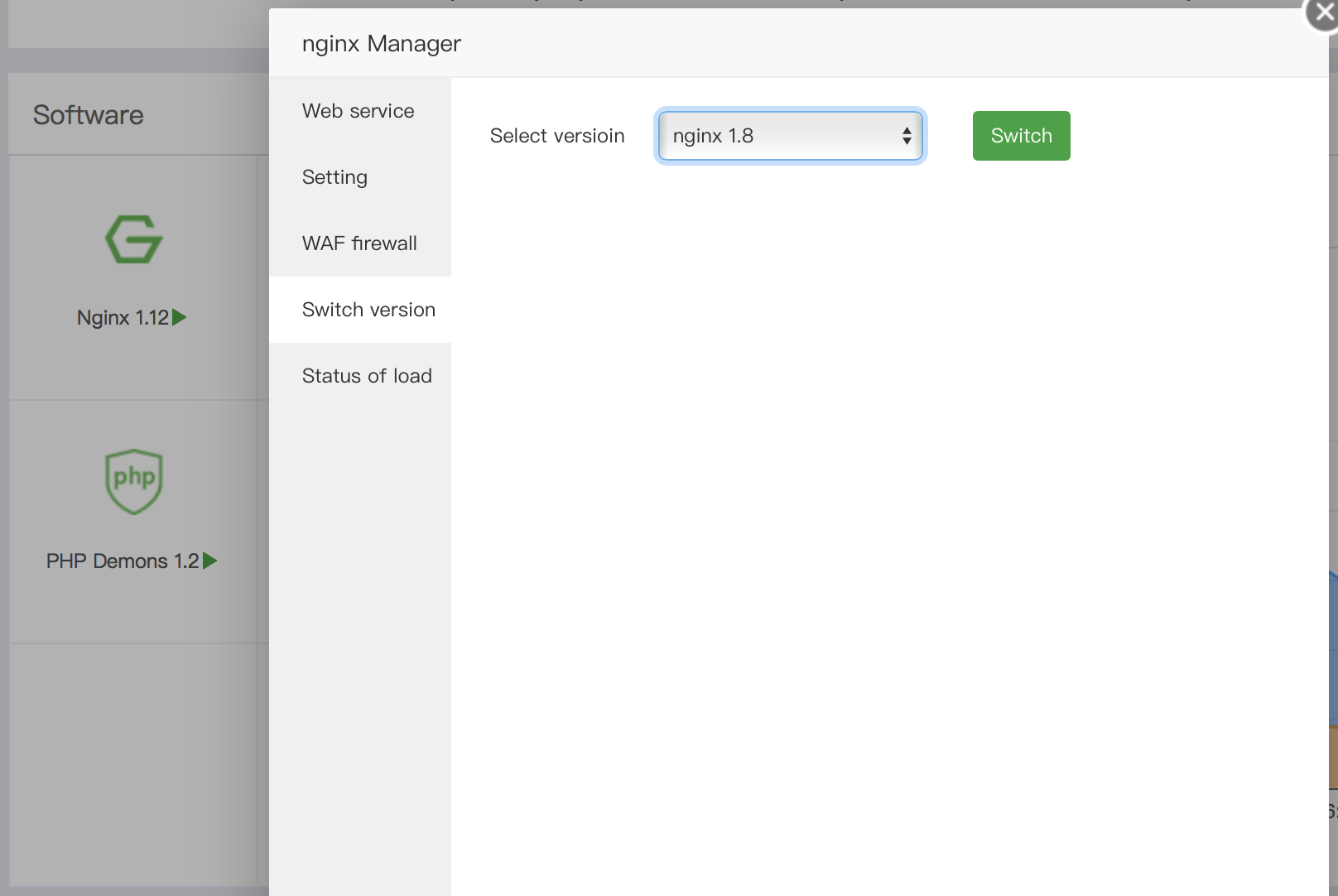 aapanel switch nginx version